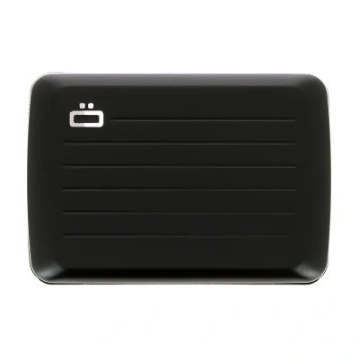 Image of ÖGON Aluminium Wallet Smart case V2 Metal Lock Water Resistant Card Holder RFID Protection Up to 10 Cards, Receipts and Bills Black