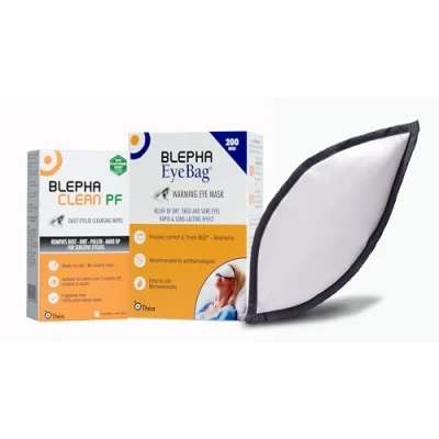 Image of Blephaclean &amp; Blepha EyeBag Eye Care Bundle Daily Eyelid Wipes for Gentle, Preservative Free Cleansing, 20 Warming Mask relief from tired, Sore Eyes