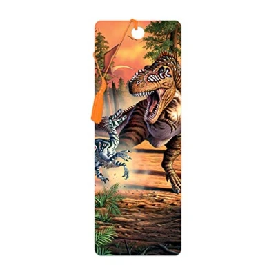 Image of 3D LiveLife Bookmark Dino Battle from Deluxebase. A Dinosaur with lenticular Artwork Licensed Renowned Artist Jerry LoFaro