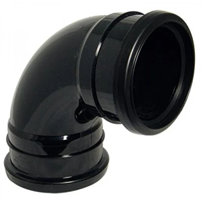 Image of FLOPLAST 110mm Ring Seal Soil 92.5 Degree Double Socket Bend Black