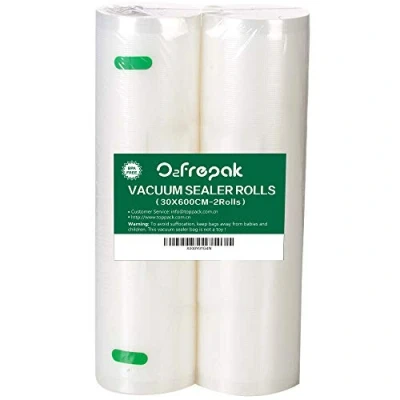 Image of O2frepak 2Pack 30cmx600cm Food Textured Vacuum Sealer Bags Rolls with BPA Free,Heavy Duty Embossed Vacume Storage for Food,Great Sous Vide Cooking (Total 1200cm)
