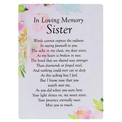 Image of In Loving Memory Sister Waterproof Graveside Memorial Card TY195