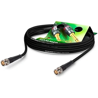 Image of Sommer Cable BNC Coaxial Video 75 Ω HD/3G/6G/12G SDI / 4K UHD SC Vector 0.8/3.7 BNC/BNC Hicon Black 16,4ft (5m) Made in Germany by
