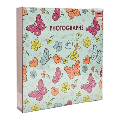Image of Arpan Extra Large 3 Ring Binder Self Adhesive Photo Album 20/Sheets 40/Sides (Butterflies)