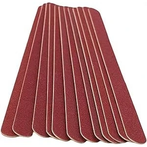 Image of GOOD STUFF Professional Nail Files in Wood and Sanding Paper Pack of 10 Manicure 17 x 1.5 cm. Ideal for All Types Nails. Double Sided Abrasive