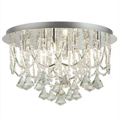 Image of Mela 6 Light Ceiling Semi Flush Chrome, Clear with Crystal Glass, G9