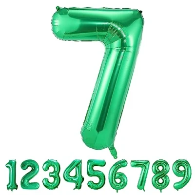 Image of Number Balloons 7,Green 7 Balloon 40 Inch Giant Helium Foil for Boys Girls Party Decor Birthday Anniversary Graduation Decorations Supplies