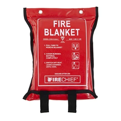 Image of Firechief SVB3/K100 P Premium Kitemarked Fire Blanket Large (1.2 m x 1.8 m) Suited To Use In Kitchen, Study, Garage, Caravan