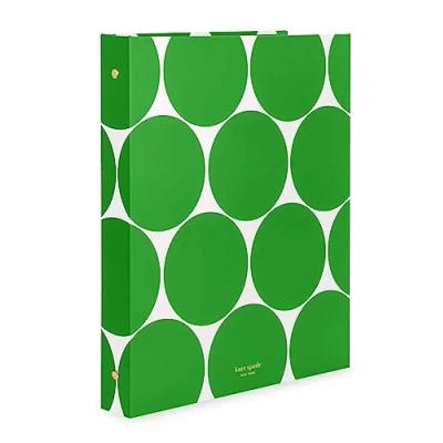Image of Kate Spade New York Cute 1 Inch Binder, Holds Letter Size 8.5&#039;&#039; x 11&#039;&#039; Paper, 3 Ring Binder with Tab Dividers and Pockets, Green Three Joy Dot