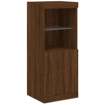 Image of vidaXL Modern Sideboard with LED Lights in Brown Oak Ample Storage and Display Space Durable Engineered Wood
