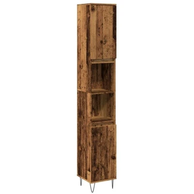 Image of vidaXL Bathroom Vanity Unit Engineered Wood Cabinet Sink Cupboard with Iron Feet Modern Storage Solution, Old Finish 30x30x190 cm