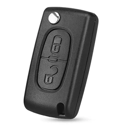 Image of Replacement Car Key Fob Cases Fits for Peugeot 107 207 307 307S 308 407 607 2BT Citroe n C2 C3 C4 C5 C6 C8 Xsara,2 Buttons Flip Shell(with Battery Holder)