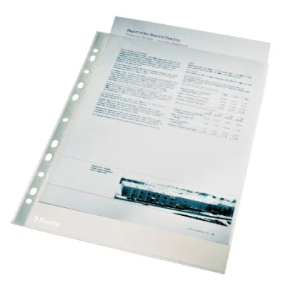 Image of Esselte Punched Pockets A4 Smooth 11/100 Polypropylene Box of 100 Clear