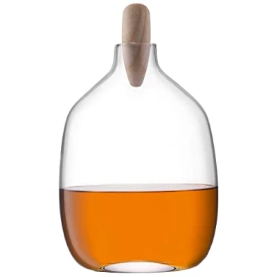 Image of LSA Float Decanter &amp; Ash Stopper 1.5L 1 Unit Mouthblown Handmade Glass Hand Planed Wood FA02