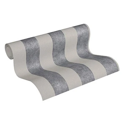 Image of Livingwalls Non Woven Wallpaper Diamonds Striped 10.05 m x 0.53 Black Gray Beige 372711 37271 1