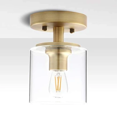 Image of Yosoan Industrial Glass Ceiling Lights, Edison Pendant Light Fitting, Flush Fixture, E27 Srew (Antique)