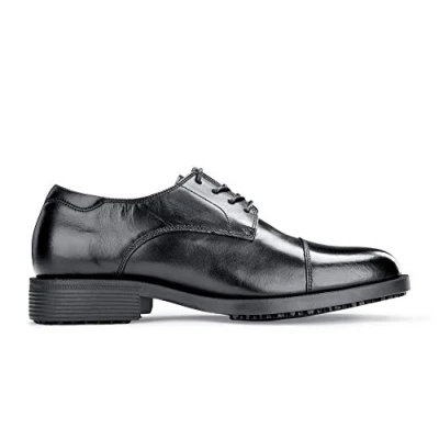 Image of Shoes for Crews Senator Comfortable Leather Work Shoe, Cushioned Insole, Slip Resistant Outsole, Classic Office Style Men Black