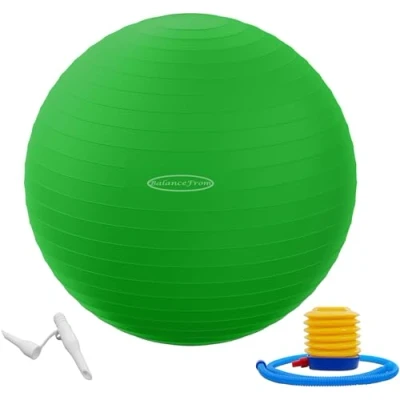 Image of BalanceFrom Anti Burst and Slip Resistant Exercise Ball Yoga Fitness Birthing with Quick Pump, 2,000 Pound Capacity (38 45cm, S, Green)