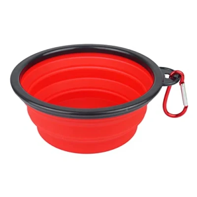 Image of Henbrandt Dog Water Food Bowl 350ml Foldup Silicone Travel Accessory (Red)