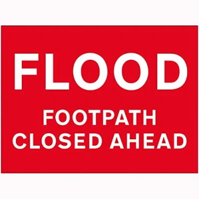 Image of V Safety Flood/Footpath Closed Ahead Sign 600mm x 450mm 2mm Rigid Plastic