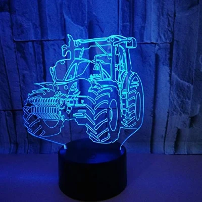 Image of HPBN8 Ltd Creative 3D Tractor Night Light USB Powered Touch Switch Decor Table Desk Lamps 7 Color Changing Lights LED Lamp Xmas Home Love Brithday Children Kids Gift
