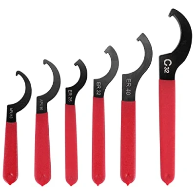 Image of Koeydxst 6 Pieces Spanner Wrench Set Adjustable Coilover Spanners Hook Wrenches Tools Steel