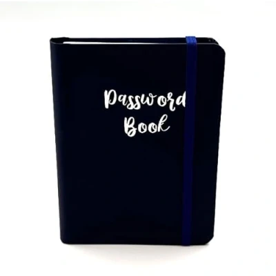 Image of Password Book A Z Tabbed Notebook for Internet Login Information&#039; Small Pocket Size Keeper Journal Computer, Website Navy