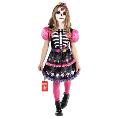 Image of Morph Day Of The Dead Costume Kids Girls, For Sugar Skull Girls 3 4 Years