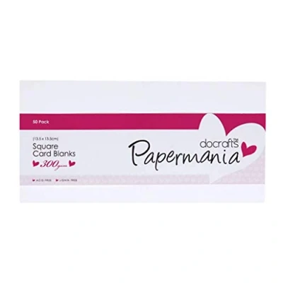 Image of Papermania Square Blank Card and Envelope, Pack of 50, White (packaging may vary)
