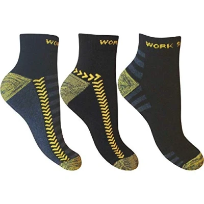 Image of 3 Pairs of Mens Ultimate Work Trainer Socks with Re inforced Heel and Toe, UK 6 11 Eur 39 45, Black