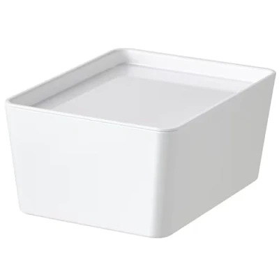 Image of IKEA Kuggis Small Box with Lid Plastic 13 x 18 8 cm White
