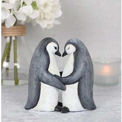Image of Charming Penguin Partner Display Ornament 1 Pc. Showcase Partners for Life Resin Material Gift Weddings, Anniversaries &amp; Valentine&#039;s