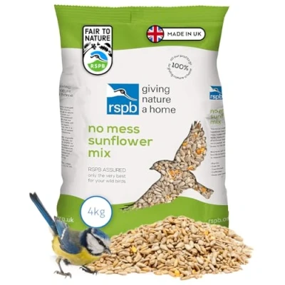 Image of No Mess Sunflower Hearts Bird Food High Energy and Protein, Wild for Small Birds, Made in the UK, Suitable Year Round Feeding (4kg) RSPB