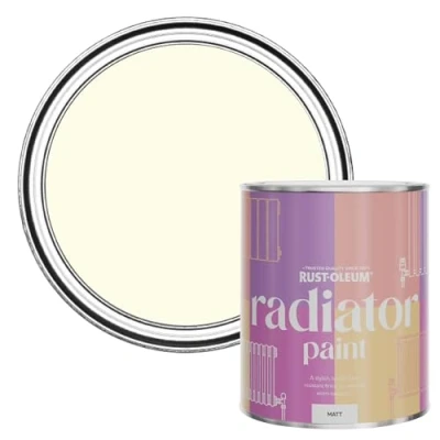 Image of Rust Oleum Off White Heat Resistant Radiator Paint in Matt Finish Shortbread 750ml (SHDRCT1190)