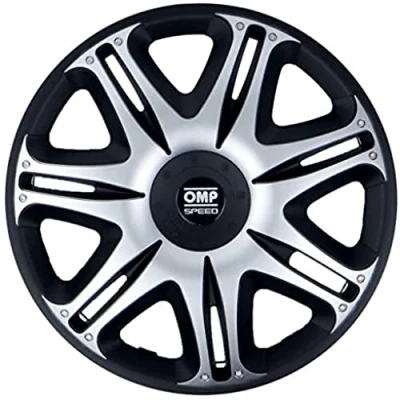 Image of OMP SPEED SET 4 HUBCAPS GHOST BLACK/SILVER 14 INCHES