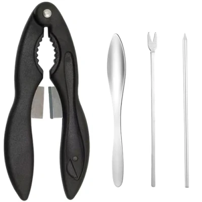 Image of Crab Crackers and Tools Multifunctional Leg Efficient Lobster Picks Set Stainless Steel Seafood &amp; Forks Portable Shellfish Claw Cracker