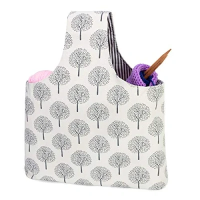 Image of Teamoy Knitting Tote Bag, Travel Project Wrist Bag for Needles(up to 14 Inches), Yarn and Crochet Supplies, Multipurpose, Perfect Size on The Go (Large, Tree)
