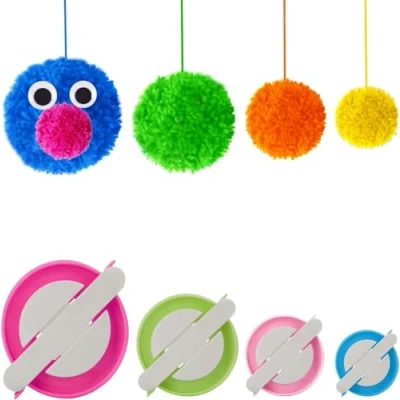 Image of pom Maker, 4 Sizes Maker Fluff Ball Weaver Needle Craft DIY Wool Knitting Tool Set for Lovers (4 Pack)