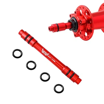 Image of MUQZI Bicycle QR Adapter 12 to 9mm Front Wheel Hub 100mm Thru Axle Quick Release for Mountain Road Bike, Red