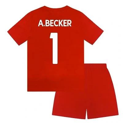 Image of Liverpool FC Boys A.Becker 1 Sublimation Short Pyjamas Red 12 13 Years
