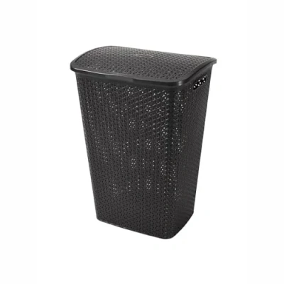 Image of Curver My Style Anthracite Grey 55L Laundry Basket Hamper with Lid 43cm (W) x 33cm (D) 60cm (H)