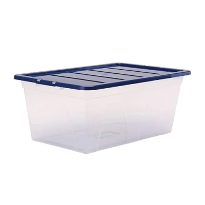 Image of BANKERS Box 38L Plastic Storage 3 Pack, BPA Free &amp; 100% Recycled Lids, Nesting Stackable, Dust Cover Lid, 25x38x56cm, Ideal for Home Office Organisation