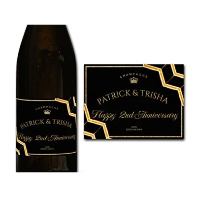 Image of Personalised Champagne/Prosecco Anniversary Bottle Label Any Wording