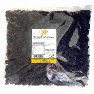 Image of Hides Fine Foods Thompson Seedless Raisins 1kg GMO Free Suitable for Vegetarians Baking Desserts Cakes Cookies Tart Mince Pies Granola