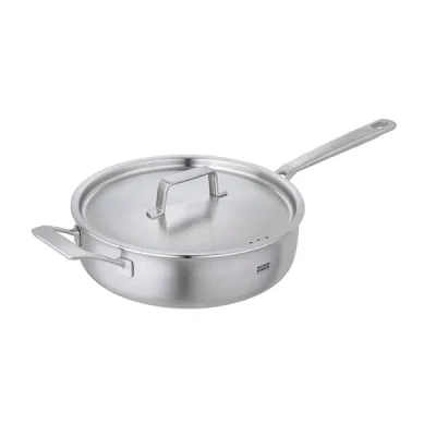 Image of Kuhn Rikon Culinary Fiveply 24cm Uncoated Saute Pan With Lid Long Helper Handles