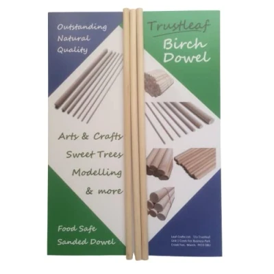 Image of Trustleaf 8mm x 30cm Birch Hardwood Wooden Dowels (3 Dowels)