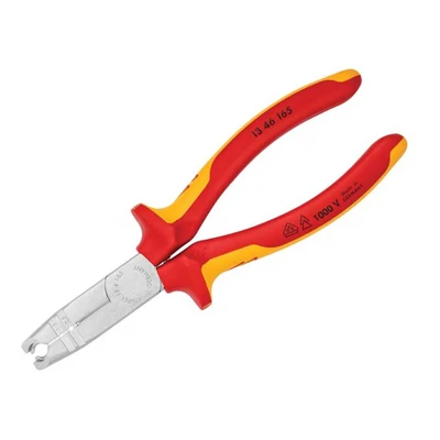 Image of Knipex Stripping Pliers chrome plated, insulated with multi component grips, VDE tested 165 mm (self service card/blister) 13 46 SB
