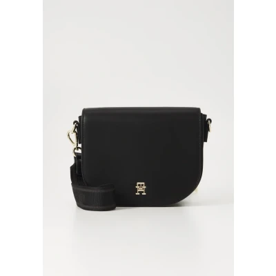 Image of Tommy Hilfiger Logotape Saddle BAG Across body bag, Women&#039;s, Size: One Size, Black