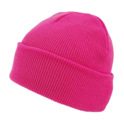 Image of Beanie Hat Plain Neon Pink Soft Comfortable Casual for Men Women Warm Knitted Winter Woolly Skully Ski Headwear