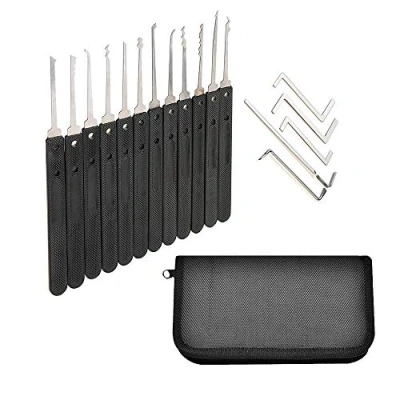 Image of Loboo Idea 17 Piece Lock Pick Set/Lock Picking Kit/Lockpicking Key Extractor Tool with Leather Wallet Bag for Beginners and Locksmith Training